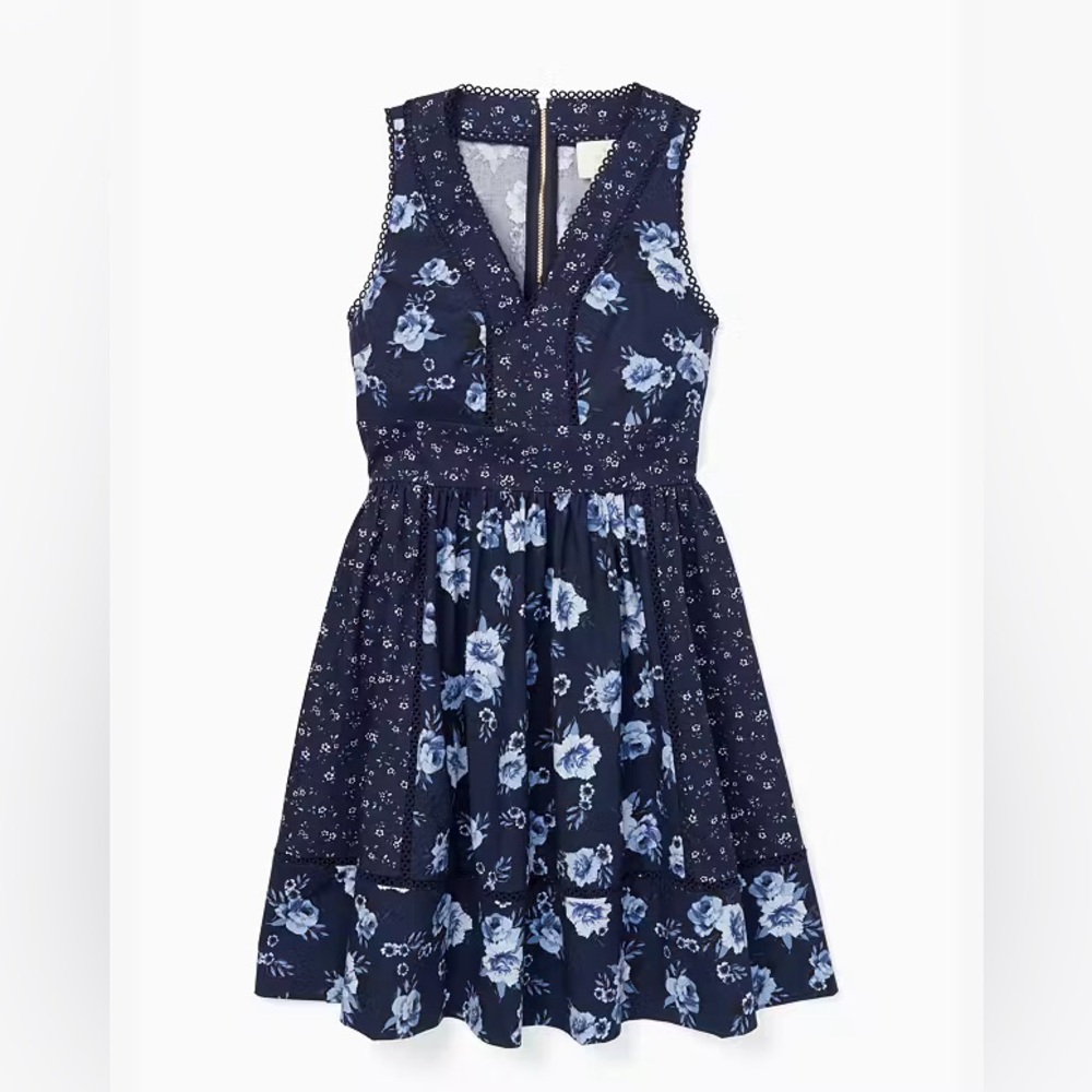 kate spade prairie rose blue fit and flare dress